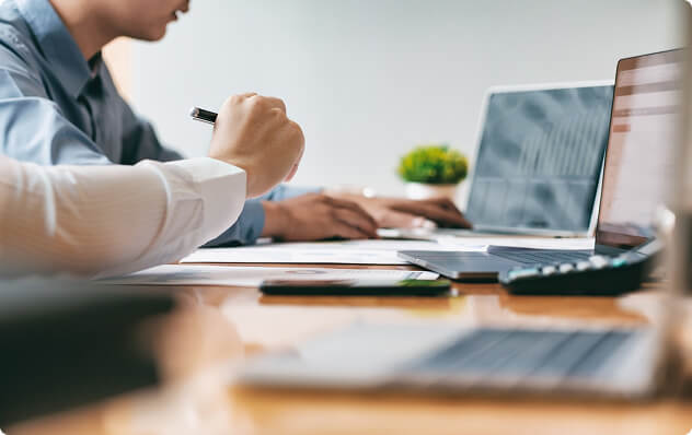 person reviewing info on a computer